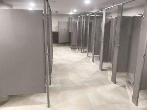 commercial ceramic tile restroom
