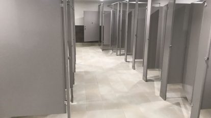 commercial ceramic tile restroom